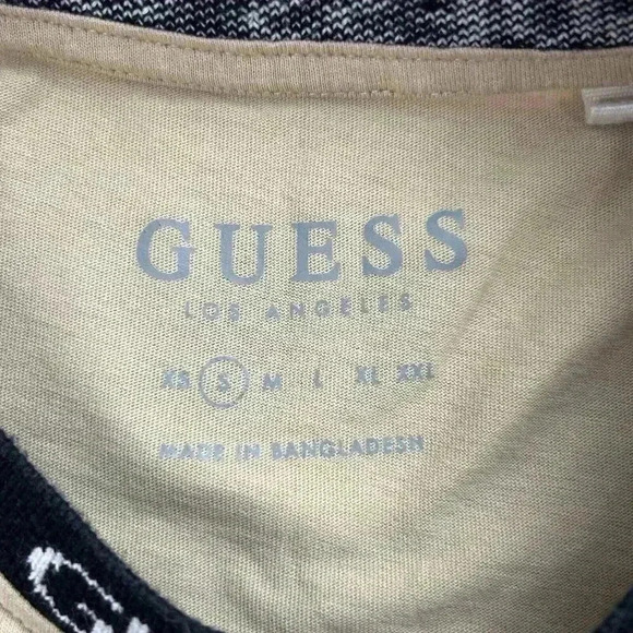 Guess Shirt Mens Small Beige Ronnie Logo Crewneck Tee Casual Cotton Preppy - Picture 6 of 9